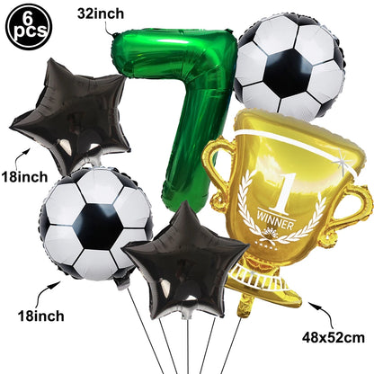 Soccer Birthday Decorations Soccer Ball Gold Trophy Red Blue Number Balloons Set Soccer Sports Theme Boy Birthday Party Decor