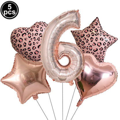 Ballon Chiffre Léopard Rose Gold | Lot de 5 Pièces