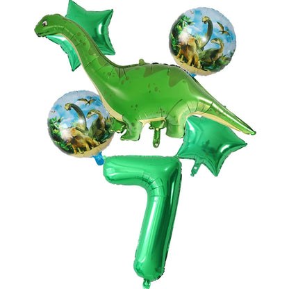 6Pcs Big Dinosaur Foil Balloons Blue Green Number Balloons Dinosaur Party Dino Theme Animal Birthday Party Decoration Kids Toy