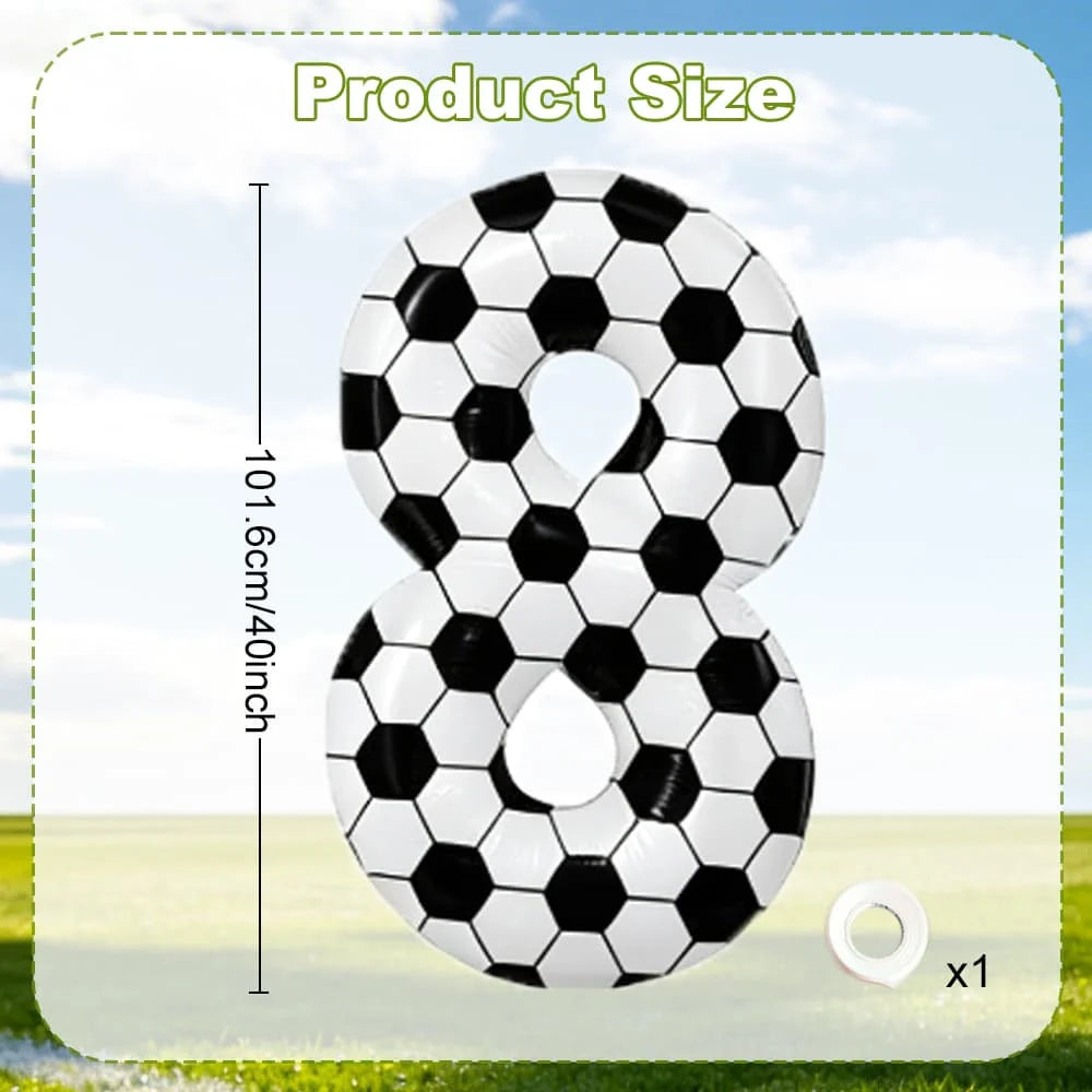 Black and white football digital balloon 0-9,40 inch giant digital balloon sports themed gift, birthday party anniversary decor
