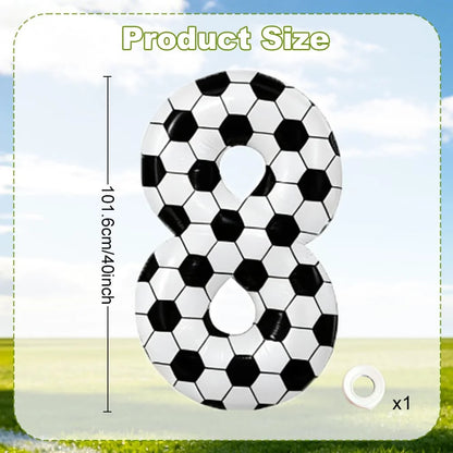 Black and white football digital balloon 0-9,40 inch giant digital balloon sports themed gift, birthday party anniversary decor
