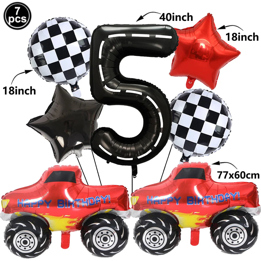 1set Monster Truck Balloons 40inch Number Balloon Set Monster Truck Birthday Balloon Baby Shower Race Car Party Decor Supplies