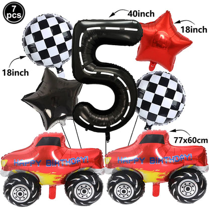 1set Monster Truck Balloons 40inch Number Balloon Set Monster Truck Birthday Balloon Baby Shower Race Car Party Decor Supplies