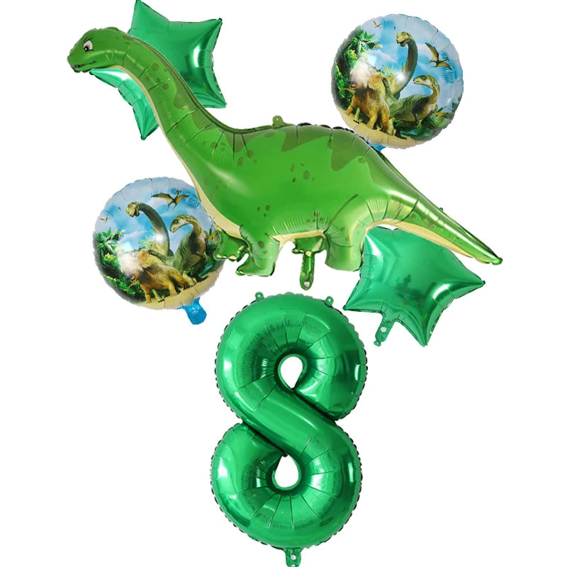 6Pcs Big Dinosaur Foil Balloons Blue Green Number Balloons Dinosaur Party Dino Theme Animal Birthday Party Decoration Kids Toy