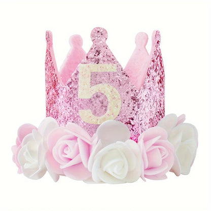 DIY 1st 2nd 3rd Birthday Crown Hat Handmade Accessories Baby One Happy Birthday Party Headband Hat Baby Shower Party Supplies