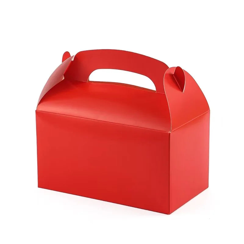 10/30/50PCS Handle Treat Box Biscuit Baking Paper Candy Cookie Box for Guests Birthday Party Pink Goodies Bag Packaging Favors