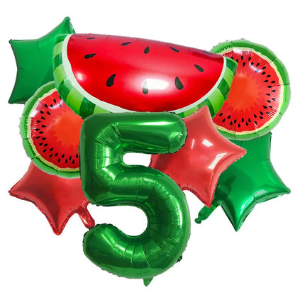 10Pcs New Summer Watermelon  Balloon Birthday Fruit Party Decoration Aluminum Film Balloon Set Party Balloon Decoration