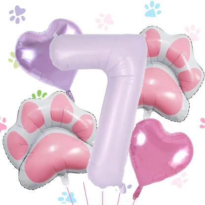 Ballons anniversaire | Patte de chat | Lot de 5 pièces