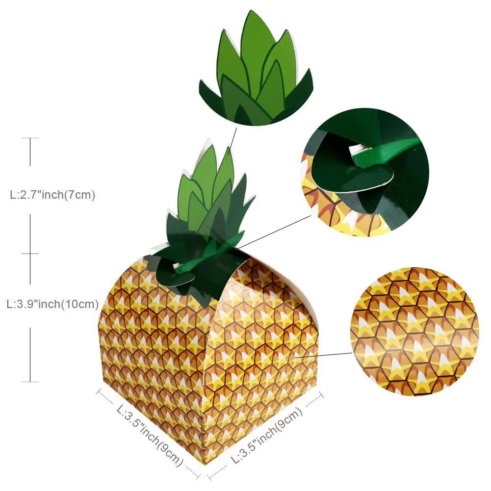 5/10/20pcs Pineapple Shape Cardboard Goodies Candy Packing Box Favor Hawaiian Luau Summer Party Decorations Gift Box Supplies