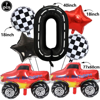 1set Monster Truck Balloons 40inch Number Balloon Set Monster Truck Birthday Balloon Baby Shower Race Car Party Decor Supplies