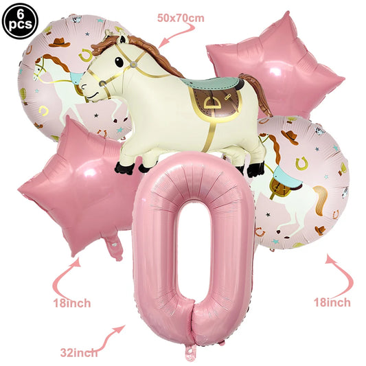 Horse Foil Balloon Set 18inch Horse Pattern Balloon Standing Pony Balloon Set Birthday Racing Horse Party Baby Shower Decoration