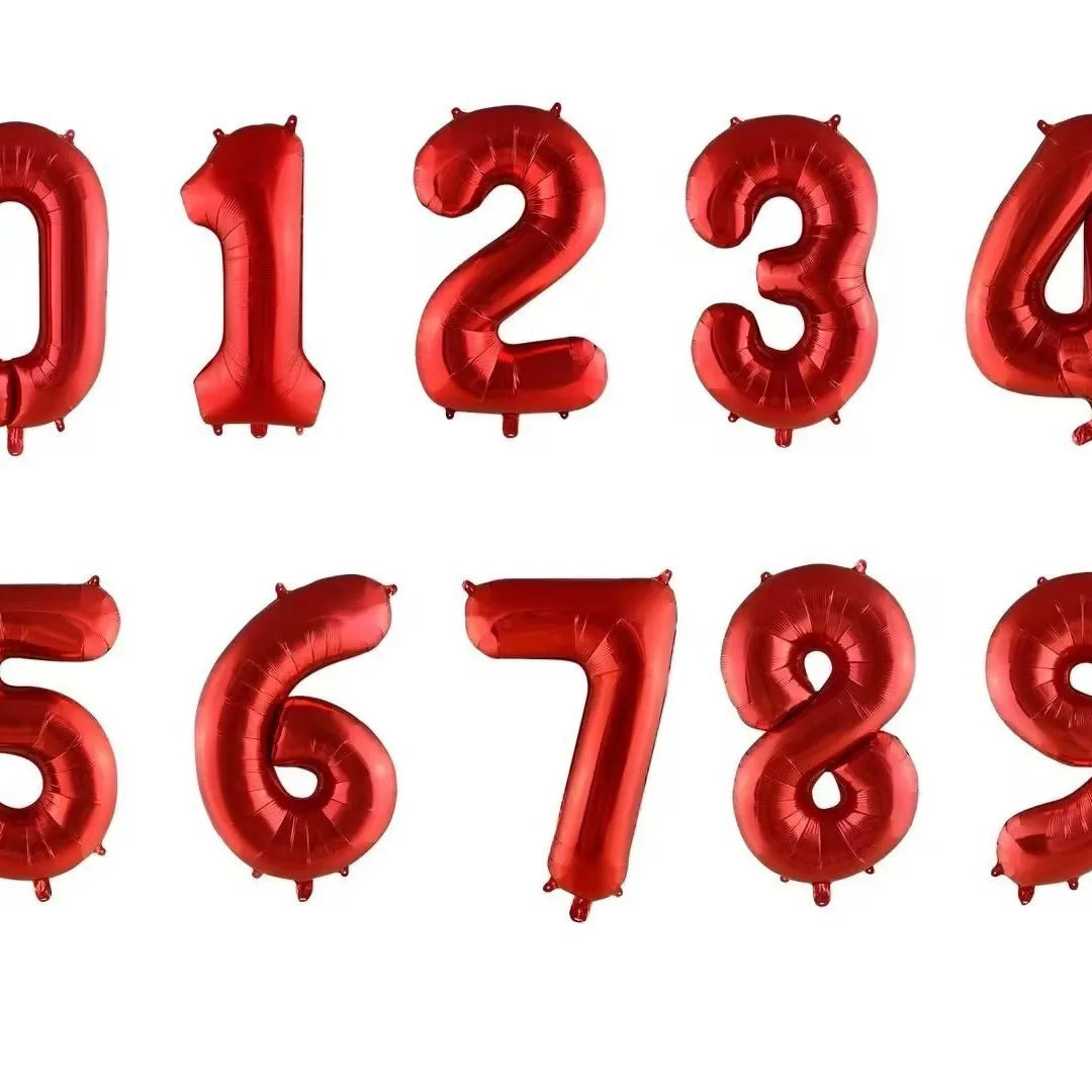 Ballon chiffre | Rouge | 32 pouces | 0 à 9