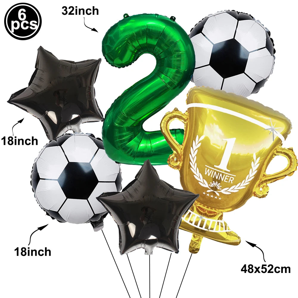 Soccer Birthday Decorations Soccer Ball Gold Trophy Red Blue Number Balloons Set Soccer Sports Theme Boy Birthday Party Decor