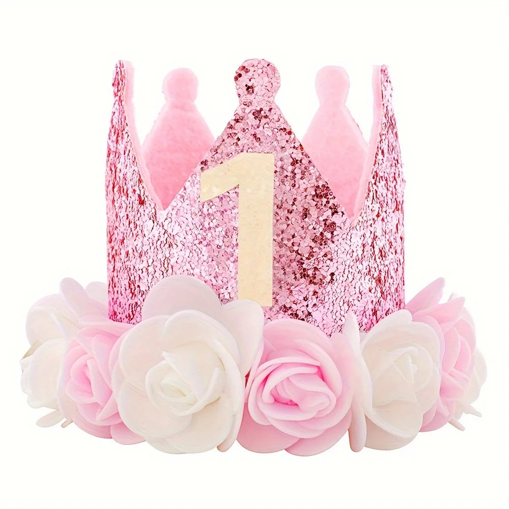 DIY 1st 2nd 3rd Birthday Crown Hat Handmade Accessories Baby One Happy Birthday Party Headband Hat Baby Shower Party Supplies