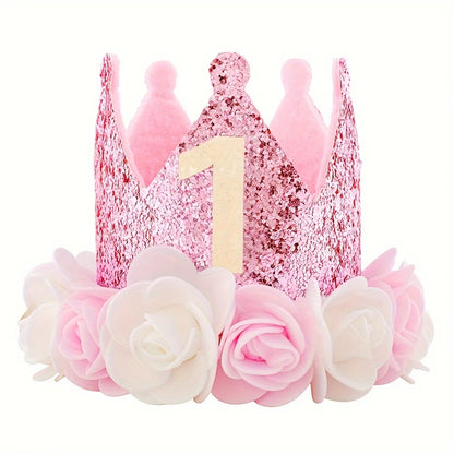 DIY 1st 2nd 3rd Birthday Crown Hat Handmade Accessories Baby One Happy Birthday Party Headband Hat Baby Shower Party Supplies