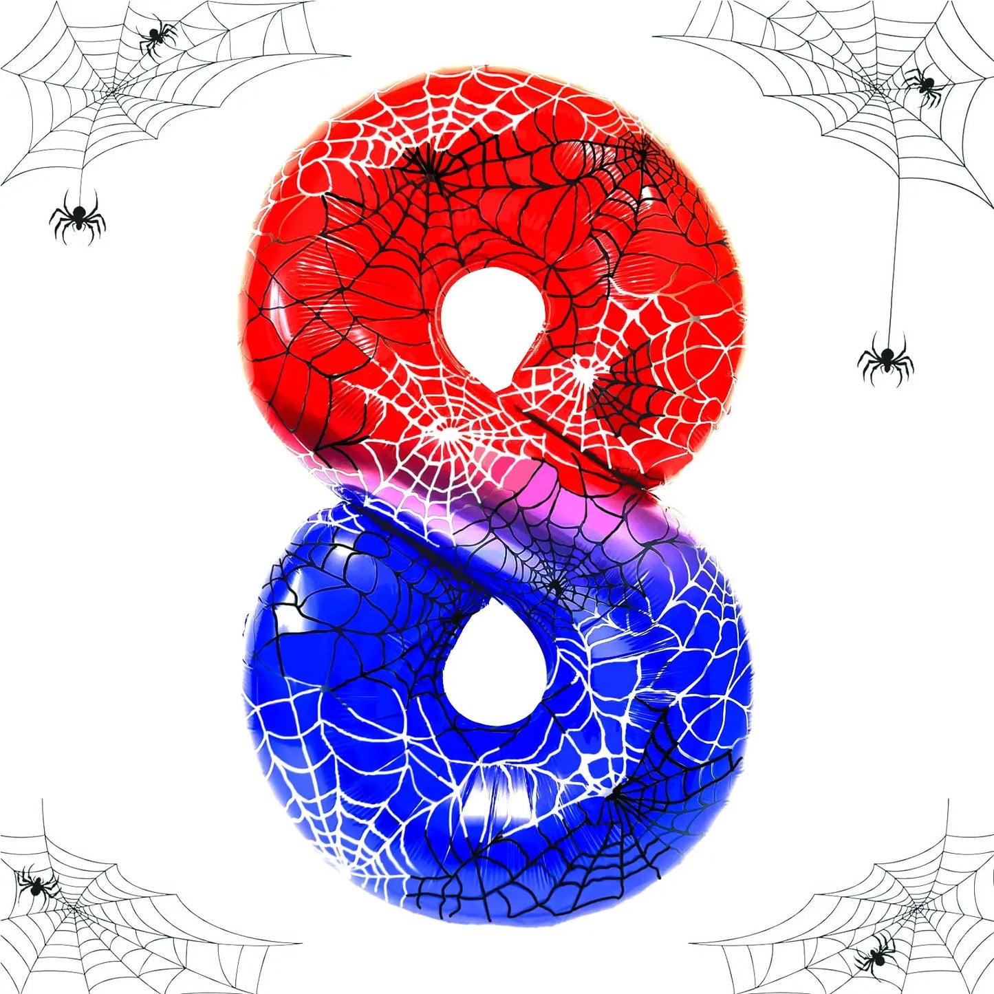 40 Inch Spider Theme Number 0-9 Foil Balloon Large Mylar for Kid Boy Movie Lover Birthday Party Anniversary Decoration Supplies
