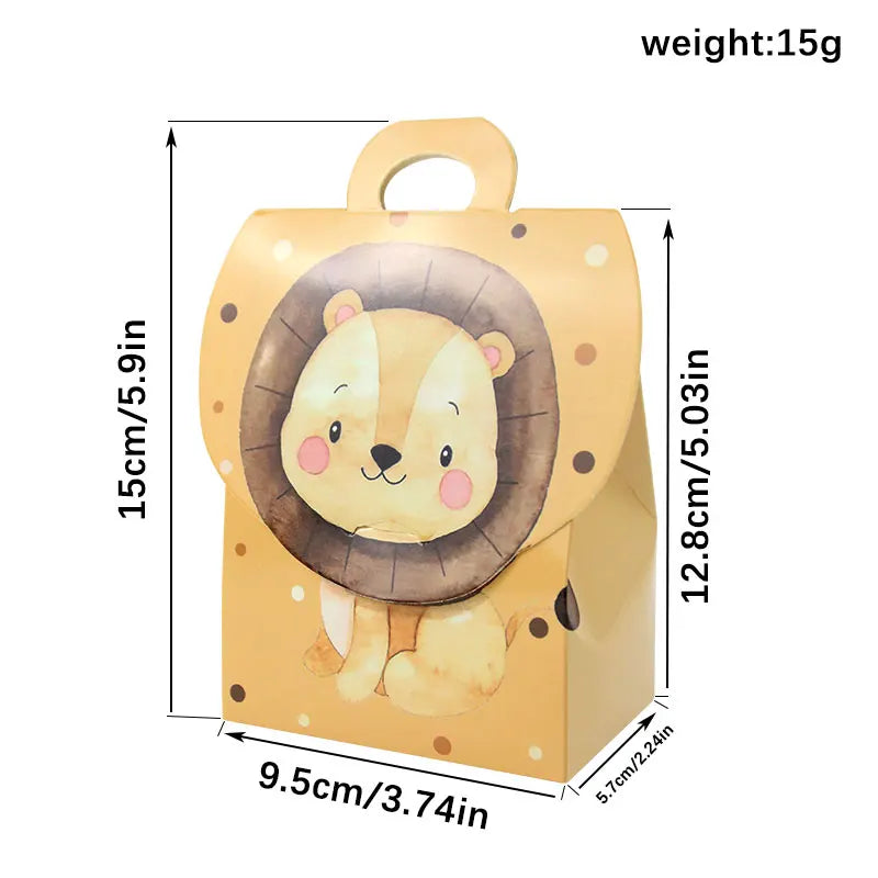 24/48PCS Safari Animal Gift Boxes Jungle Animal Party Gift Candy Box with Handles for Snaks