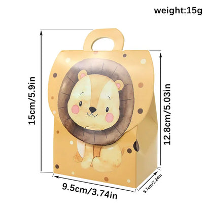 24/48PCS Safari Animal Gift Boxes Jungle Animal Party Gift Candy Box with Handles for Snaks