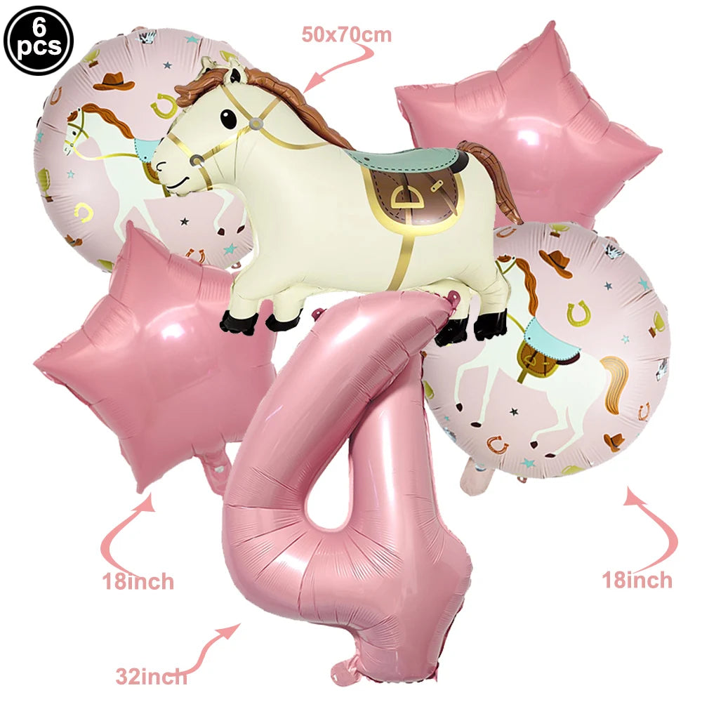 Horse Foil Balloon Set 18inch Horse Pattern Balloon Standing Pony Balloon Set Birthday Racing Horse Party Baby Shower Decoration