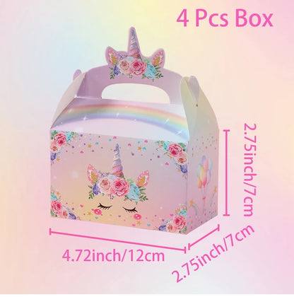 Boîte Cadeau Vide Licorne | Lot de 4