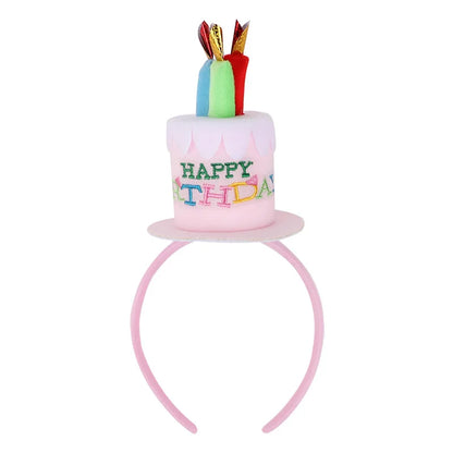 1Pc Cute Plush Happy Birthday Cake Headband With Colorful Candles Kids Birthday Party Photo Props Celebration Hair Accessories