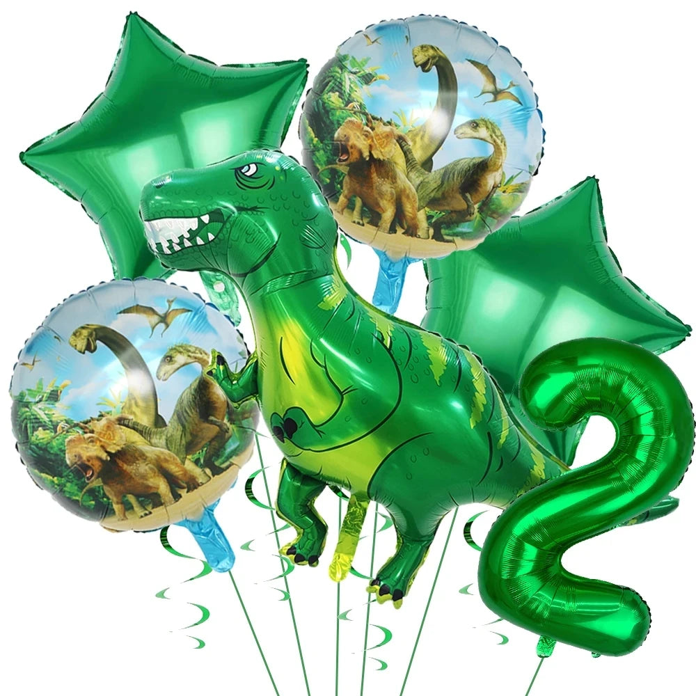 Dinosaur Balloons Happy Birthday Party Dinosaur Number Star Foil Balloons Kit Suitable for Decorating Jungle Parties Toys