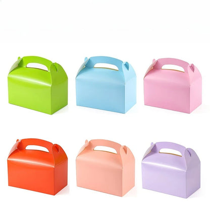 10/30/50PCS Handle Treat Box Biscuit Baking Paper Candy Cookie Box for Guests Birthday Party Pink Goodies Bag Packaging Favors
