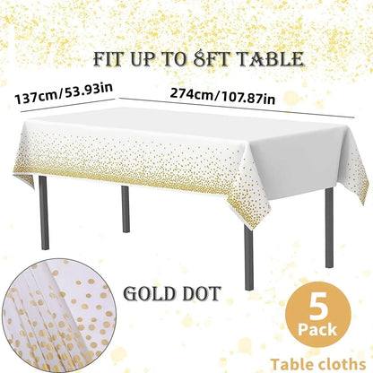 5pcs Premium Disposable Table Cloth Table Cloths for Parties Decorative Tablecloths for Rectangle Tables，Disposable Tablecloths