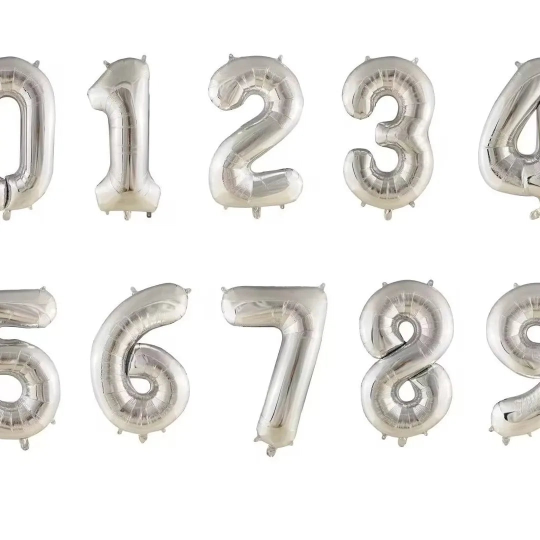 Ballon chiffre | Argent | 32 pouces | 0 à 9