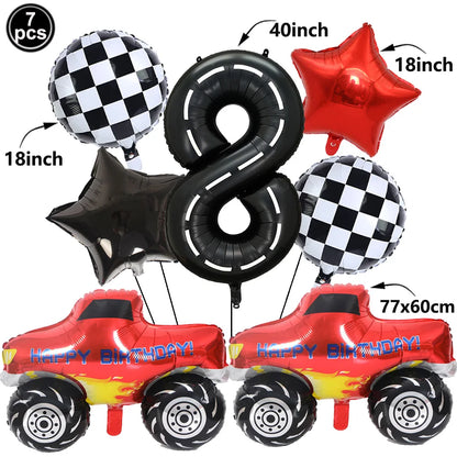 1set Monster Truck Balloons 40inch Number Balloon Set Monster Truck Birthday Balloon Baby Shower Race Car Party Decor Supplies