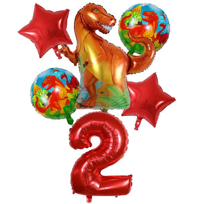 6Pcs Big Dinosaur Foil Balloons Blue Green Number Balloons Dinosaur Party Dino Theme Animal Birthday Party Decoration Kids Toy