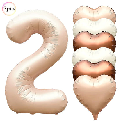 Ballon d'Anniversaire Champagne | Cœurs | Lot de 7 Pièces