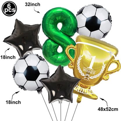 Soccer Birthday Decorations Soccer Ball Gold Trophy Red Blue Number Balloons Set Soccer Sports Theme Boy Birthday Party Decor