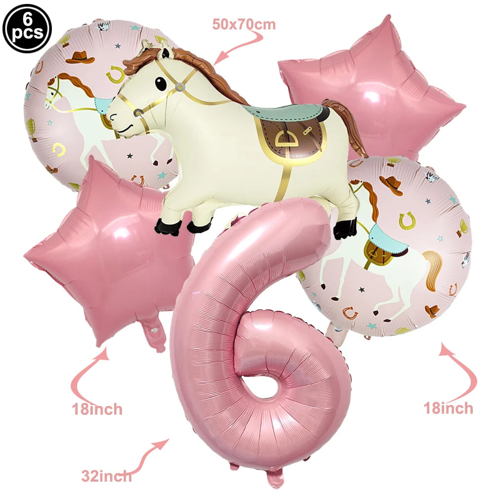 Horse Foil Balloon Set 18inch Horse Pattern Balloon Standing Pony Balloon Set Birthday Racing Horse Party Baby Shower Decoration