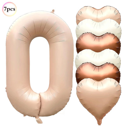 Ballon d'Anniversaire Champagne | Cœurs | Lot de 7 Pièces