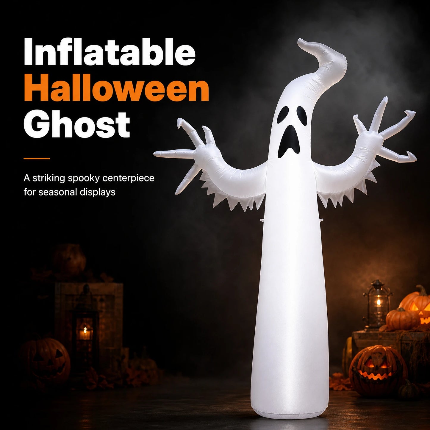 Fantôme gonflable Halloween lumineux 1,80 m | Décoration Halloween