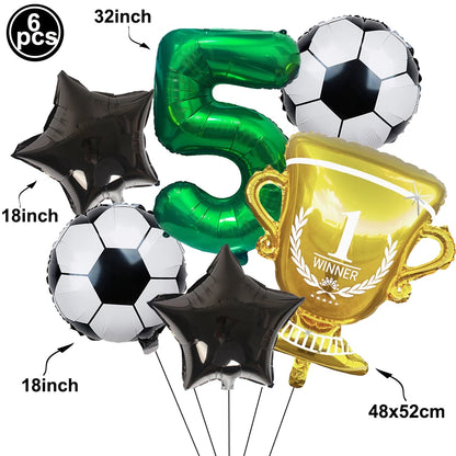 Soccer Birthday Decorations Soccer Ball Gold Trophy Red Blue Number Balloons Set Soccer Sports Theme Boy Birthday Party Decor