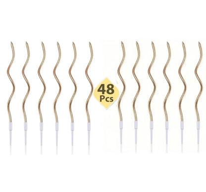12/48pcs/1case Birthday Candles Spiral Cake Candles Long Thin Cake Candles For Wedding Party And Cake Decoration