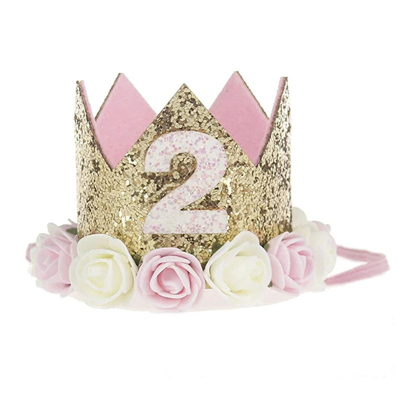 Couronne Anniversaire Fille Rose & Dorée | 1, 2 ou 3 Ans