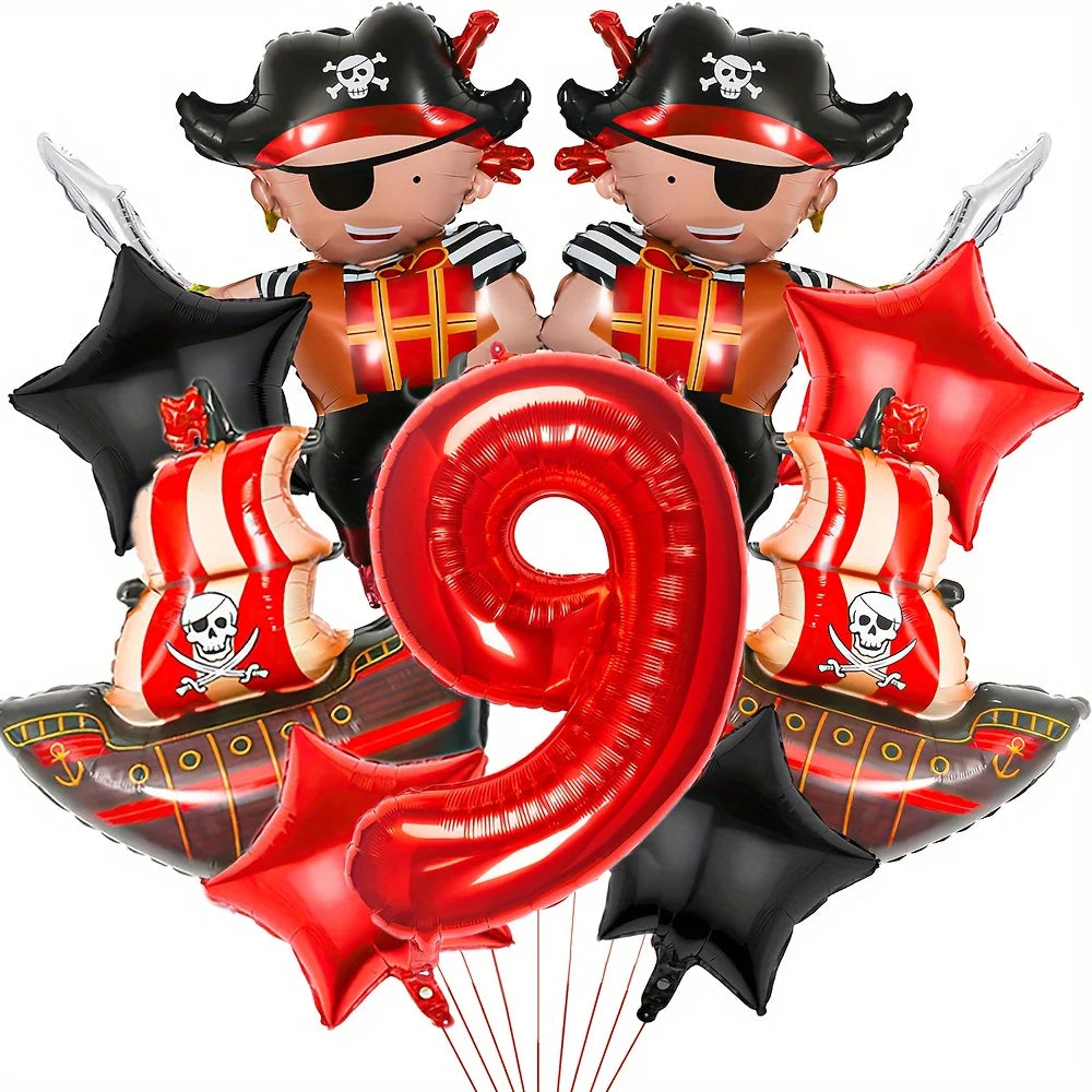 Ballons Anniversaire Pirate | Lot de 9 pièces