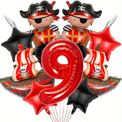 Ballons Anniversaire Pirate | Lot de 9 pièces