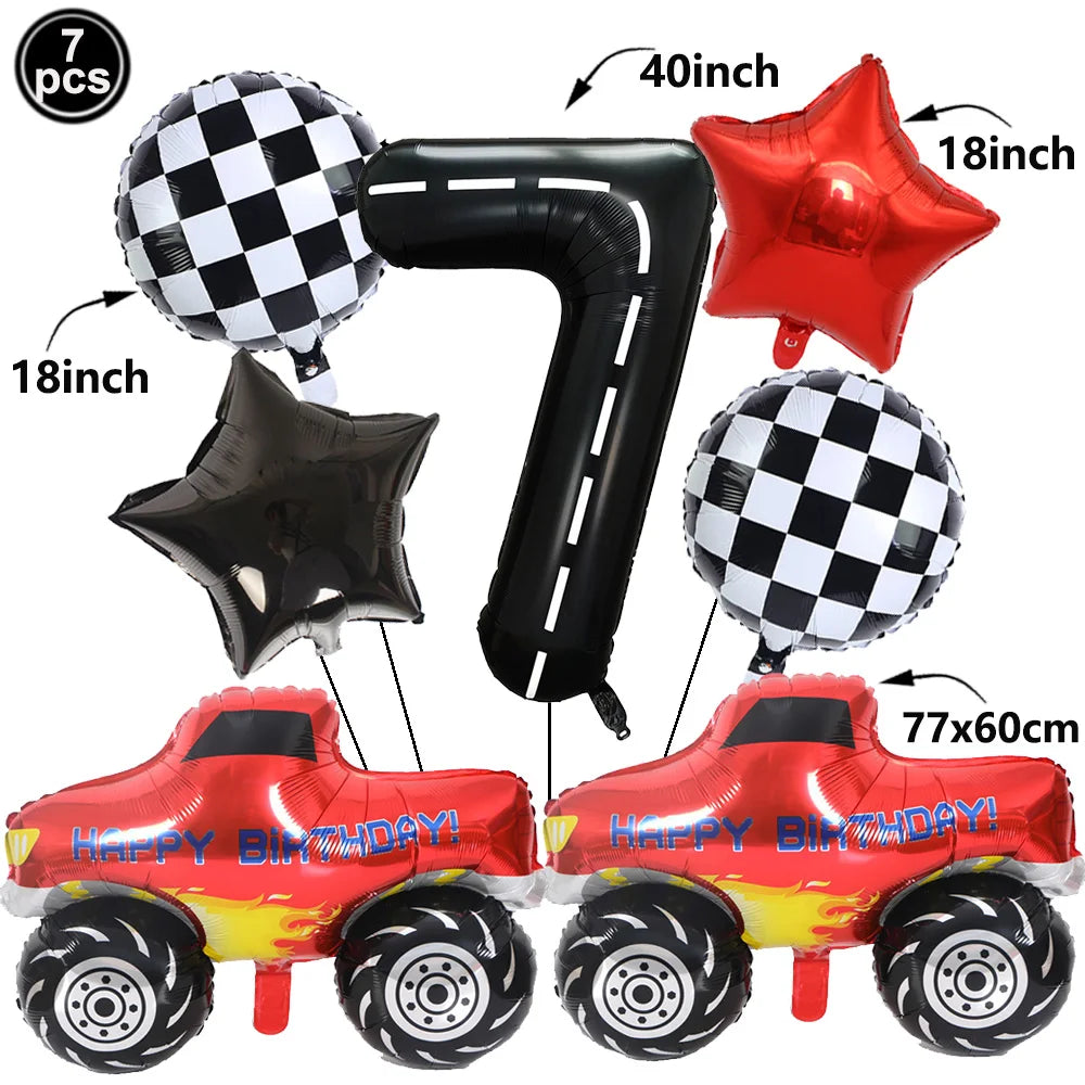 1set Monster Truck Balloons 40inch Number Balloon Set Monster Truck Birthday Balloon Baby Shower Race Car Party Decor Supplies