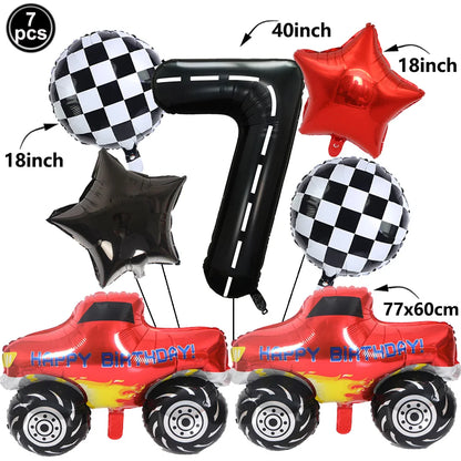1set Monster Truck Balloons 40inch Number Balloon Set Monster Truck Birthday Balloon Baby Shower Race Car Party Decor Supplies