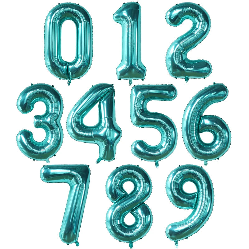 Ballon chiffre | Turquoise | 40 pouces | 0 à 9