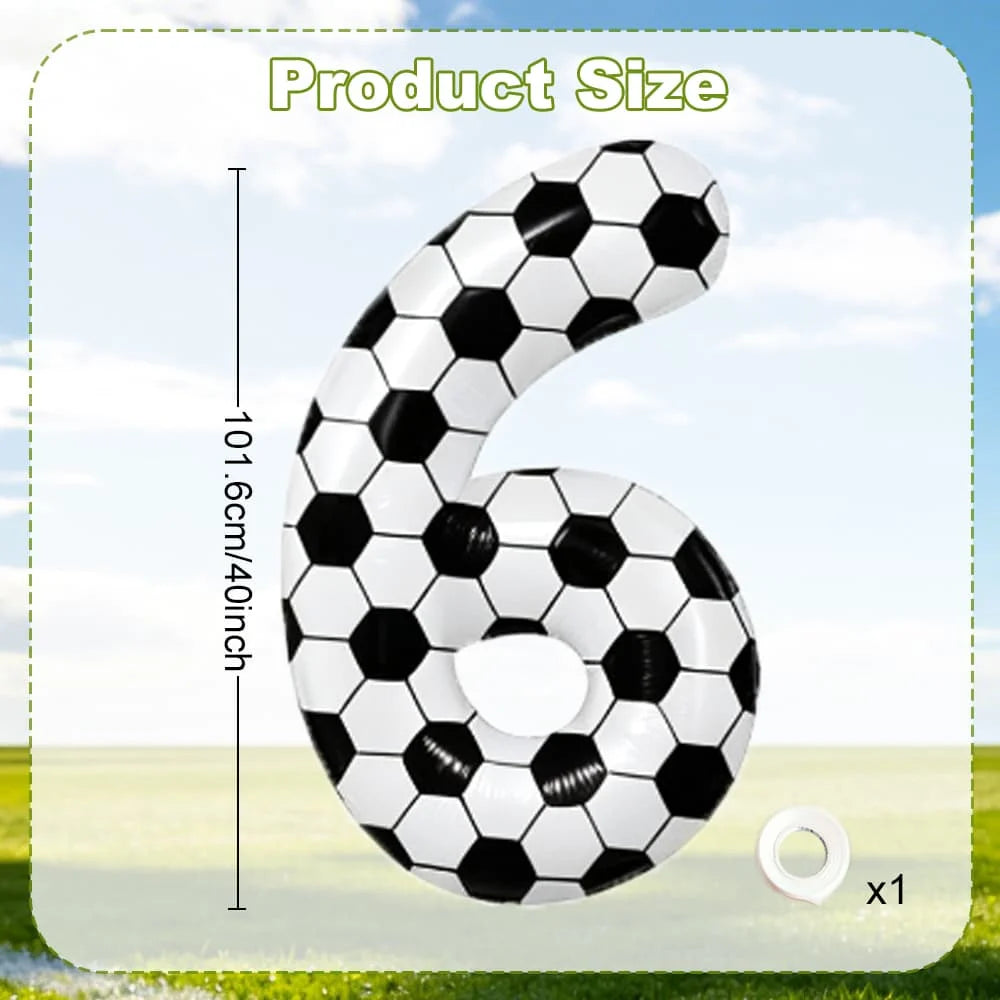 Black and white football digital balloon 0-9,40 inch giant digital balloon sports themed gift, birthday party anniversary decor
