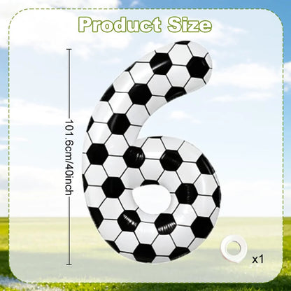 Black and white football digital balloon 0-9,40 inch giant digital balloon sports themed gift, birthday party anniversary decor