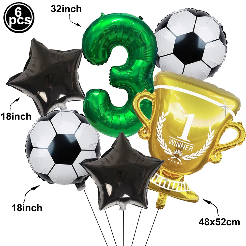 Soccer Birthday Decorations Soccer Ball Gold Trophy Red Blue Number Balloons Set Soccer Sports Theme Boy Birthday Party Decor