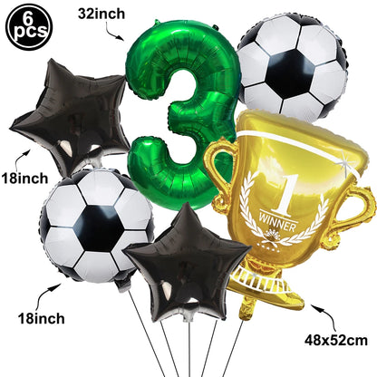 Soccer Birthday Decorations Soccer Ball Gold Trophy Red Blue Number Balloons Set Soccer Sports Theme Boy Birthday Party Decor