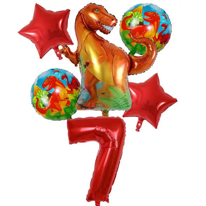 6Pcs Big Dinosaur Foil Balloons Blue Green Number Balloons Dinosaur Party Dino Theme Animal Birthday Party Decoration Kids Toy