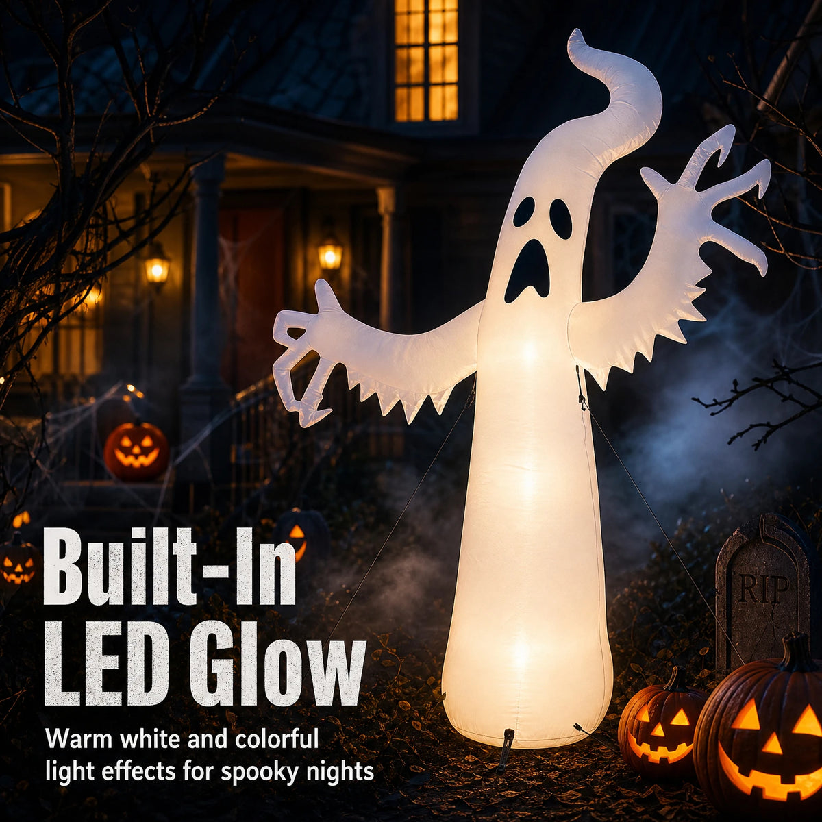 Fantôme gonflable Halloween lumineux 1,80 m | Décoration Halloween